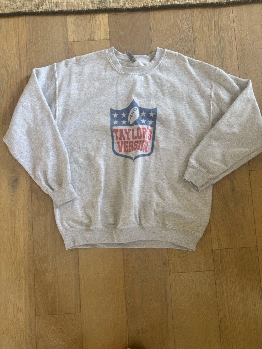 Taylor’s Version NFL Shield Sweatshirt Grey Crewneck Travis Kelce Era Swiftie L